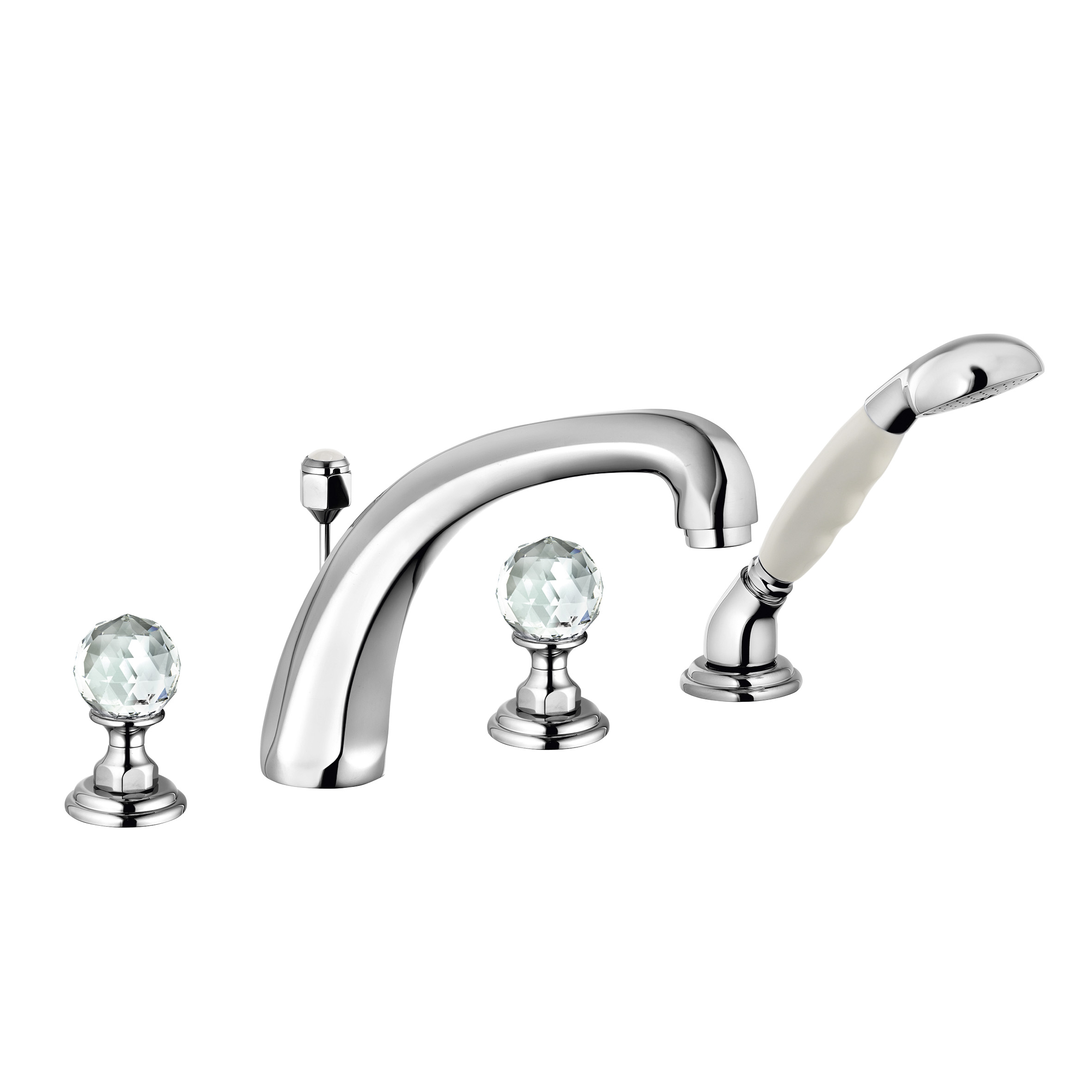 Смеситель для ванны и душа на 4 отверстия, хрустальные рукоятки «Made with Swarovski® Elements», хром 5152405G5